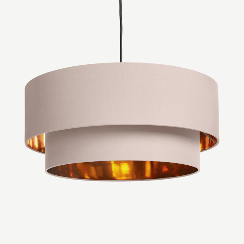 Oro Layered Pendant Drum Lamp Shade, Pink & Copper by