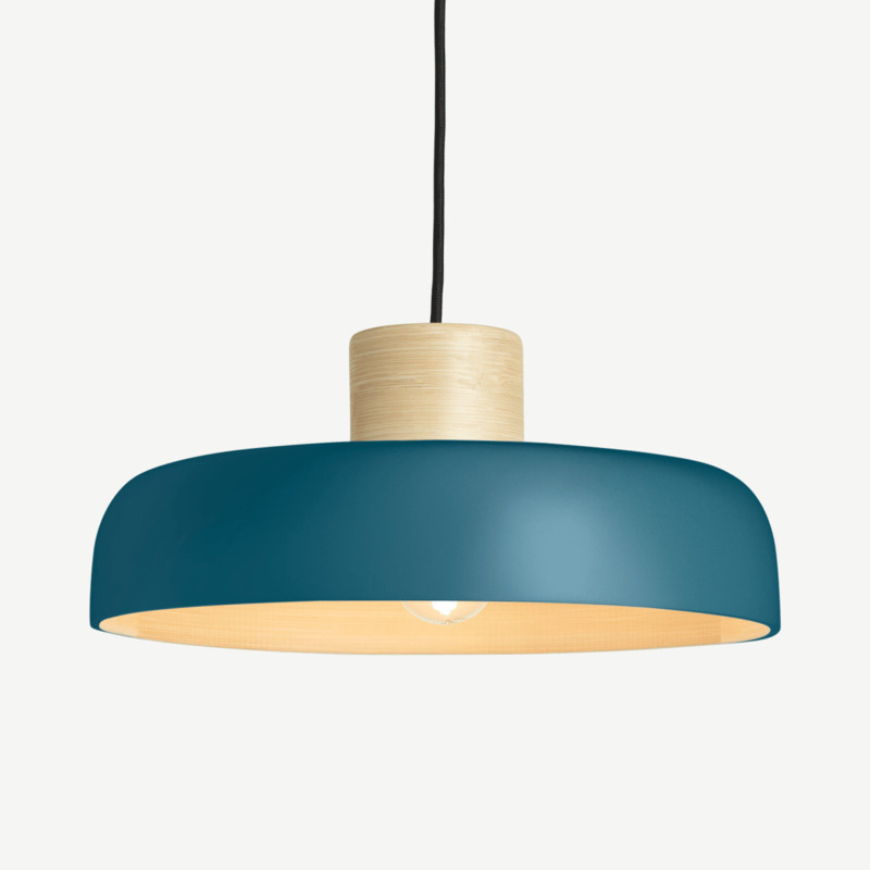 Todd Pendant Light Shade, Teal & Bamboo by