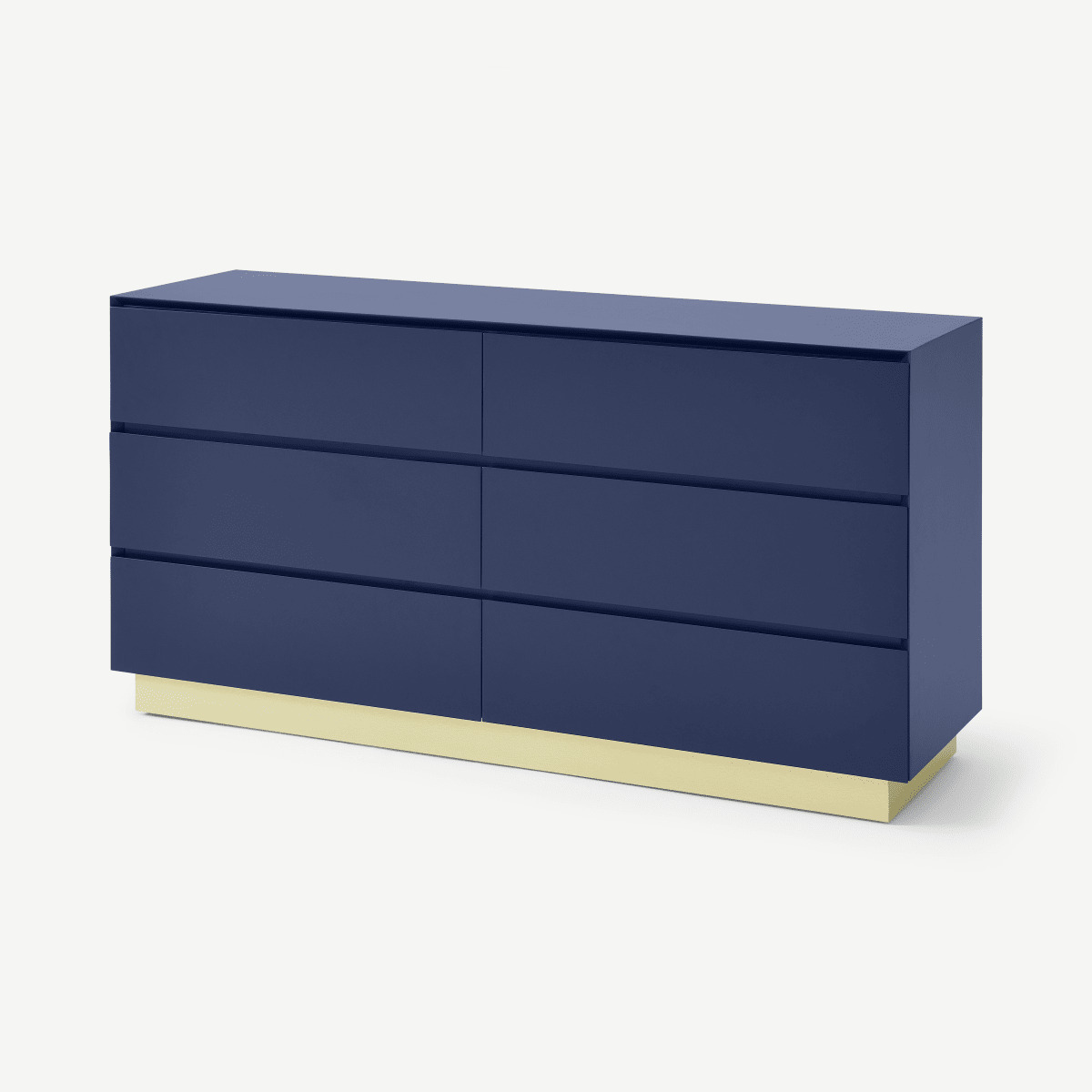 Elsdon Wide Chest of Drawers, Royal Blue & Brass
