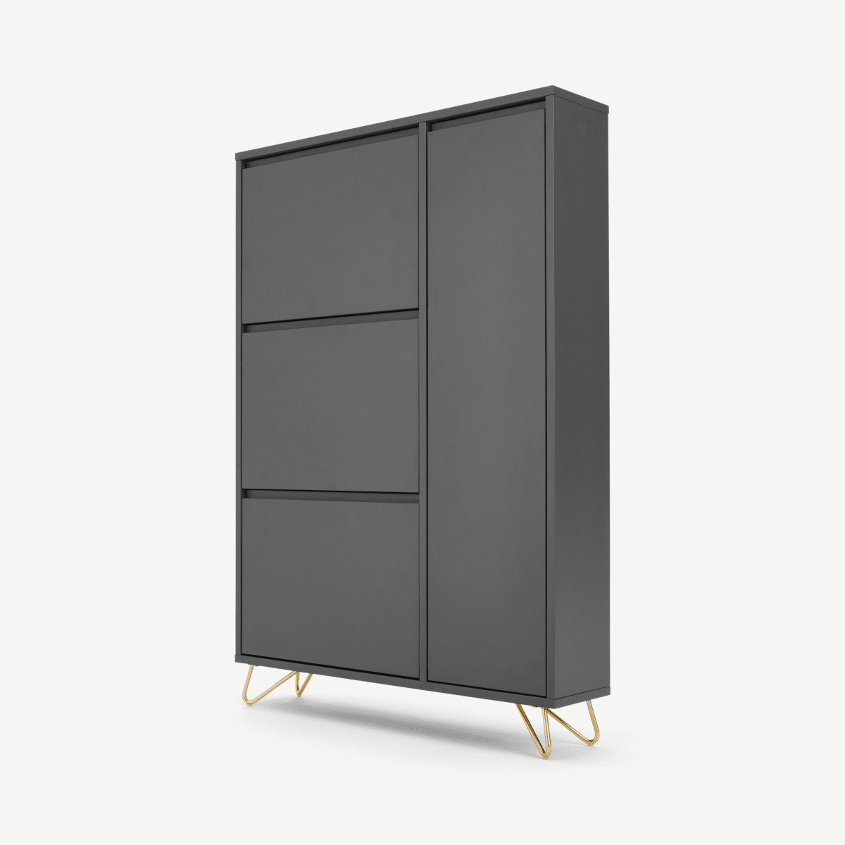 Elona Shoe Storage, Charcoal and Brass by