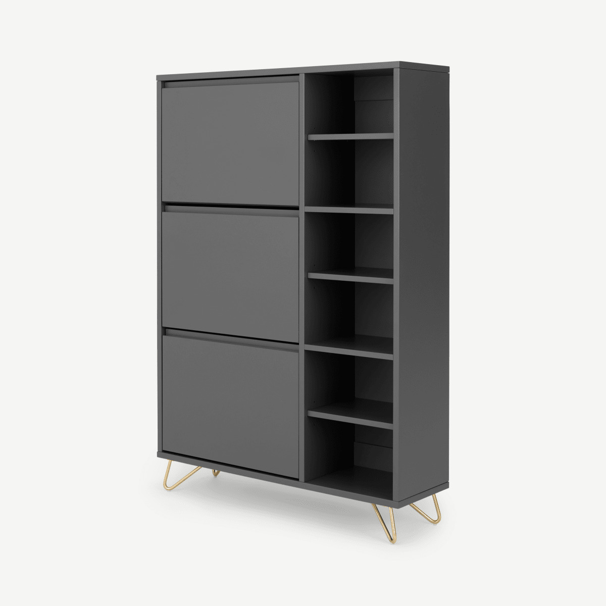 Elona Double Shoe Storage, Charcoal and brass