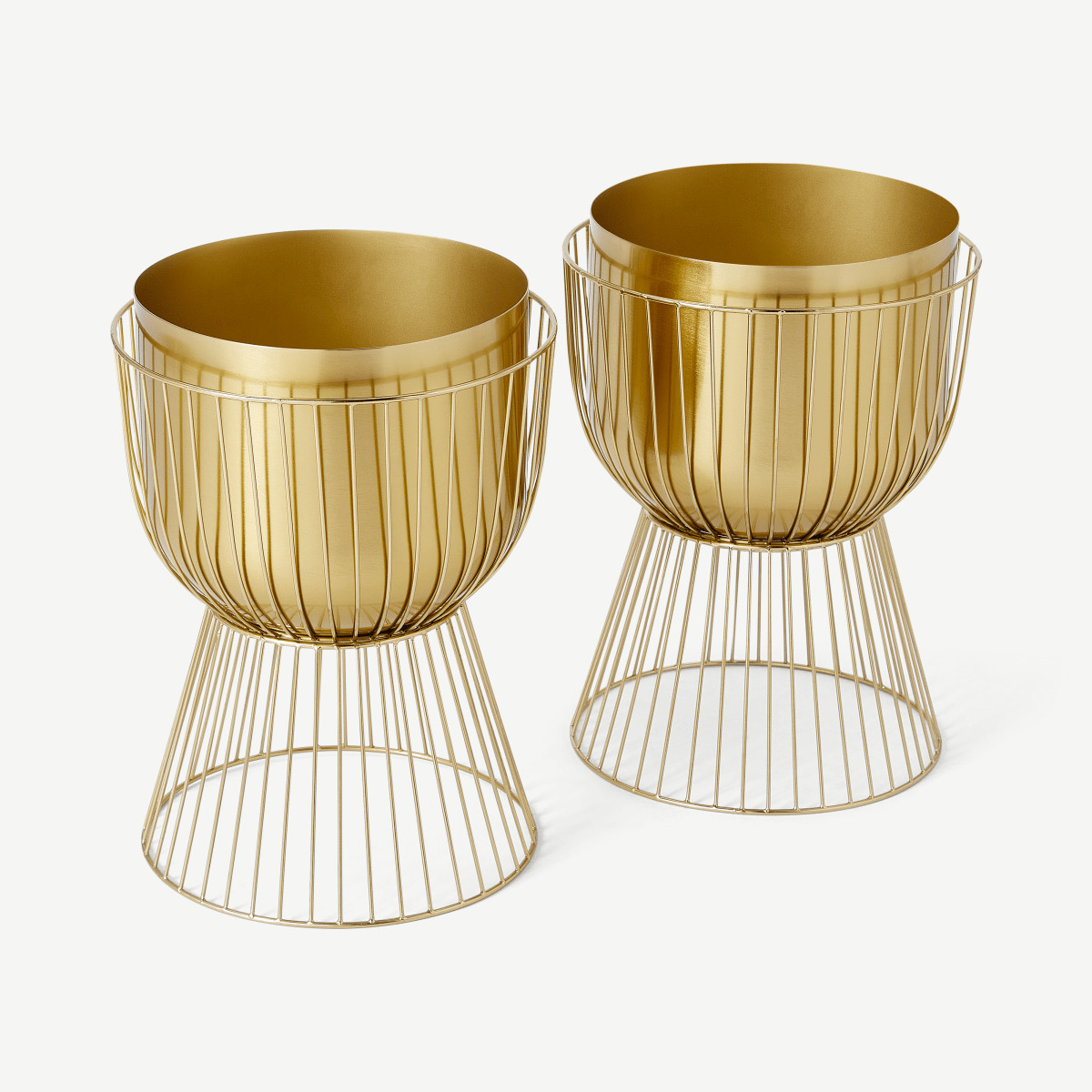 Carole Set of 2 Planters with Stands, Brass