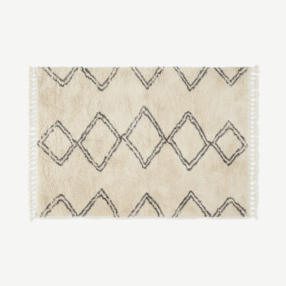 Caram Berber-Style Rug, Large 160 x 230cm, Off-White & Charcoal Grey