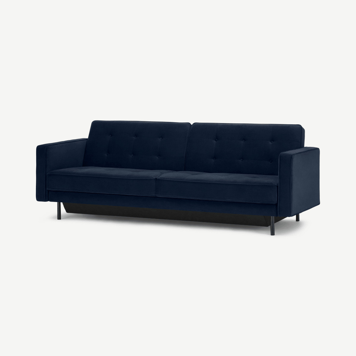Rosslyn Click Clack Sofa Bed with Storage, Ink Blue Velvet by