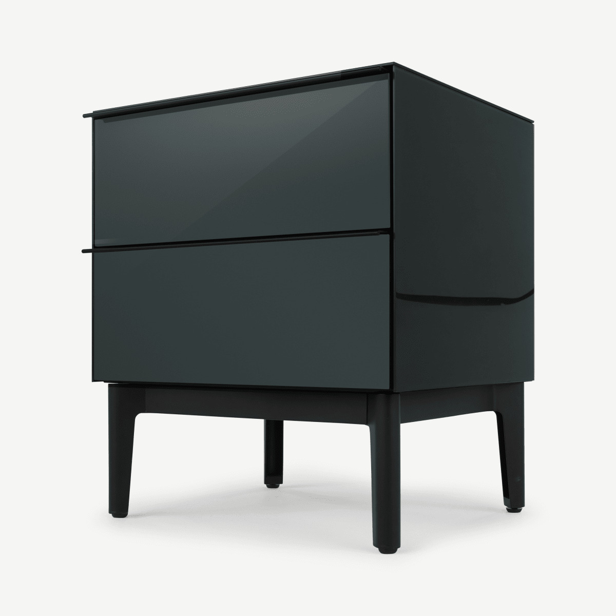 Silas Bedside Table, Midnight Grey Glass