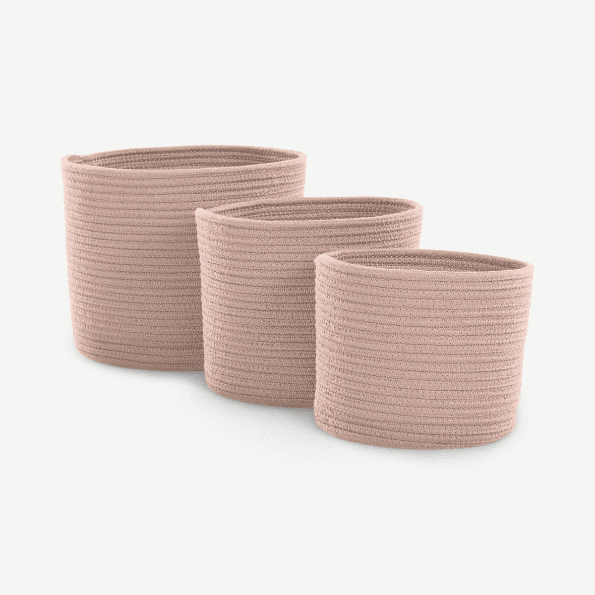 Toro Set of 3 Rope Baskets, Soft Pink