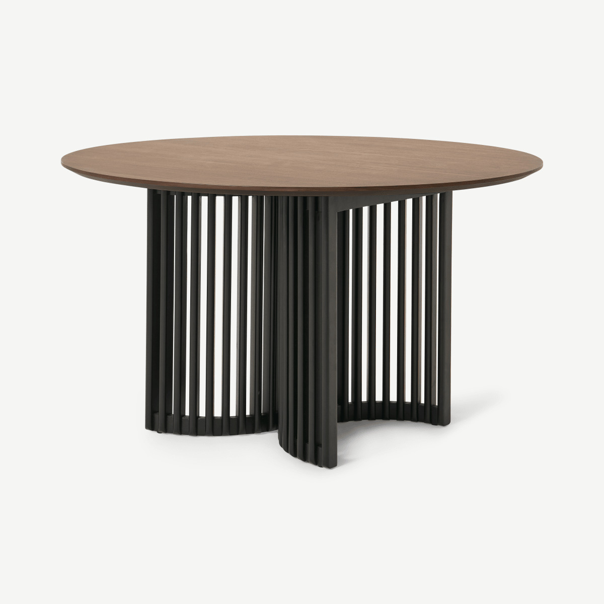 Zaragoza 4 Seat Round Dining Table, Walnut & Charcoal Black