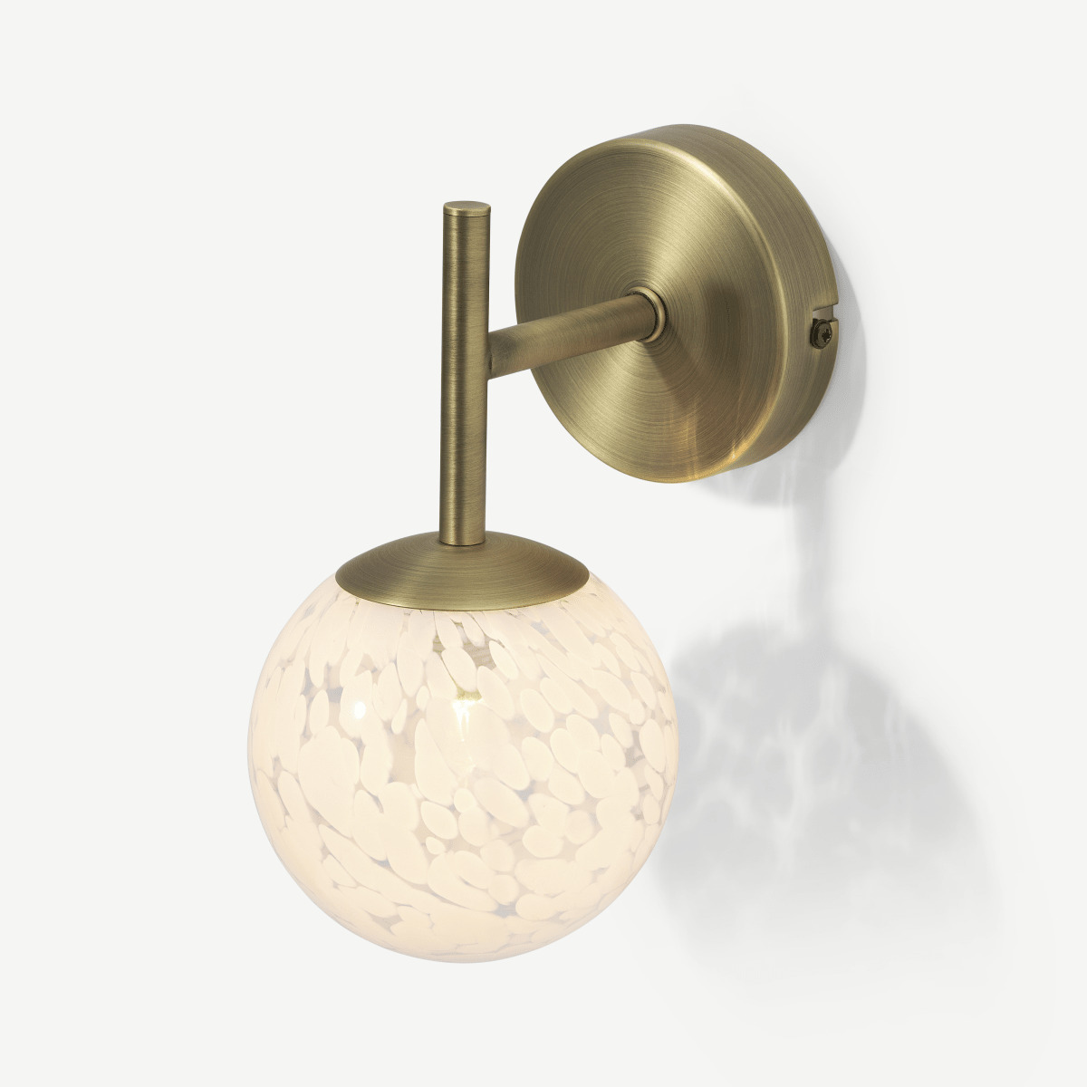 Julia Wall Light, White Speckled Glass & Brass