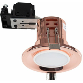 10 x Fire Rated GU10 Recessed Ceiling Downlight Spotlights - Copper + Warm White Bulbs