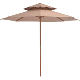 Double Decker Parasol with Wooden Pole 270 cm Taupe Taupe - Vidaxl