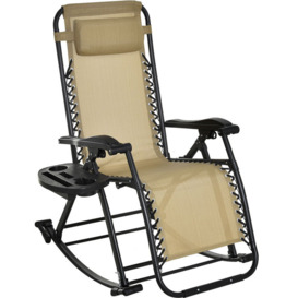 Outsunny - Folding Recliner Chair Outdoor Lounge Rocker Zero-Gravity Seat