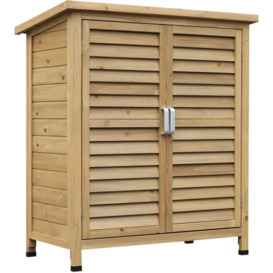 Garden Storage Shed Solid Fir Wood Garage Organisation, Natural - Outsunny
