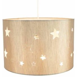 Happy Homewares - Contemporary Beige Linen Childrens/Kids Pendant/Lamp Shade with Laser Cut Stars by Beige