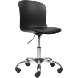 Beliani - Modern Swivel Desk Chair Faux Leather Seat Chrome Leg Gas Lift Black Vamo - Black