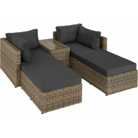 Tectake - Rattan garden furniture set San Domino with aluminium frame - garden sofa, rattan sofa, garden sofa set - nature
