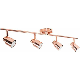 4 Way Spotlight Bar Copper Ceiling Light - Warm White LED Bulbs