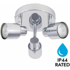 Chrome 3 Light IP44 Bathroom Round Spotlight Plate - Polished chrome plate