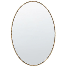 Glam Decorative Oval Wall Mirror Ornate Frame Gold Beads Ouvea - Gold