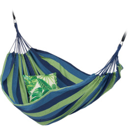 Relaxdays - Hammock, xxl Hanging Mat For 2 Adults, Portable, In- & Outdoor, Made Of Cotton, 150x272 cm, Blue-Green