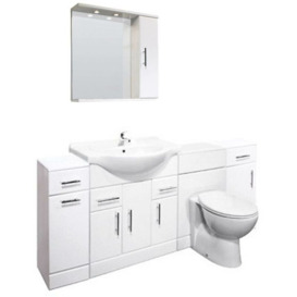 Bath Vanity Unit White Basin Sink Storage Cabinet Furniture Set - 1850mm