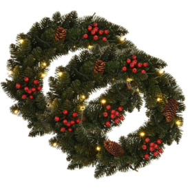 Vidaxl - Christmas Wreaths 2 pcs with Decoration Green 45 cm - Green