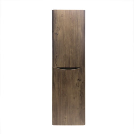 1400mm Grey Oak Effect Tall Cupboard Storage Cabinet Bathroom Furniture - Left Hand
