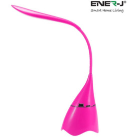 Ener-j - Creative & Elegant Swan Shape Flexible led Bedside Desk Lamp with Bluetooth Speaker -Cordless Rechargeable Touch Control, Pink Colour