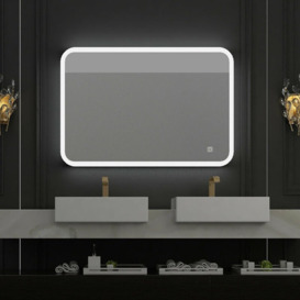 800x600mm Bathroom Mirrors with led Lights Illuminated Backlit Wall Mount Light Up Mirror 3 Color Dimmable Anti Fog Switch Heated Pad Demister
