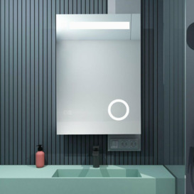 Lisa - 500x700mm Bathroom Mirrors with Shaver Socket 3X magnifier LED Lights Illuminated Backlit Wall Mount Light Up Mirror 3 Color Dimmable Anti Fog