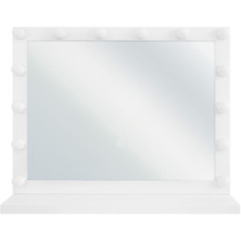Glam Standing Rectangular Mirror White Frame led Light Bulbs Classic Beauvoir - White