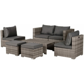 Outsunny - 8pc Outdoor Patio Furniture Set Weather Wicker Rattan Sofa Chair Grey