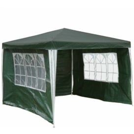 Charles Bentley - 3M x 3M Garden Gazebo Awning Wedding/Party Tent - Green Showerproof Pe - Green
