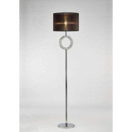 09diyas - Florence round floor lamp with black shade 1 bulb polished chrome / crystal