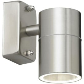 Endon Canon - 1 Light Outdoor Wall Light Clear Glass, Polished Stainless Steel IP44, GU10