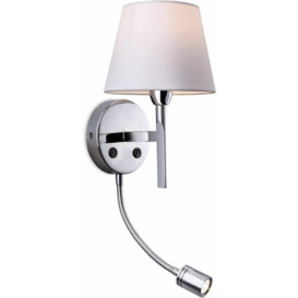 06firstlight - Transition wall lamp with reading light, stainless steel, with lampshade