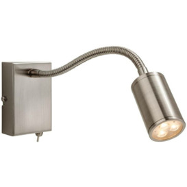 Orion - LED 3 Light Flexi Indoor Wall Spotlight (Switched) Brushed Steel - Firstlight