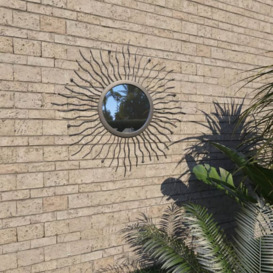 Garden Wall Mirror Sunburst 60 cm Black VD18503 - Hommoo