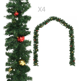 Christmas Garlands 4 pcs with Baubles Green 270 cm pvc VD24849 - Hommoo