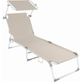 Sun lounger aluminium Victoria 4 settings - reclining sun lounger, sun chair, foldable sun lounger - beige