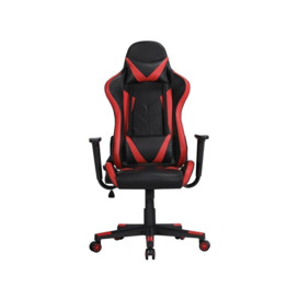 Yaheetech - Ergonomic Gaming Chair Racing Style Office Chair High Back PU Leather Desk Chair Executive Computer Chairs with Lumbar Support - black/red