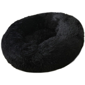 Decdeal - Soft Plush Round Pet Bed Cat Soft Bed Cat Bed, black- diameter 60cm - black- diameter 60cm