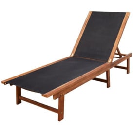Hommoo Sun Lounger Solid Acacia Wood and Textilene VD26678