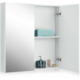 Bathroom Mirror Cabinet 2 Doors Storage Cupboard Wall Mounted Medicine Cabinet