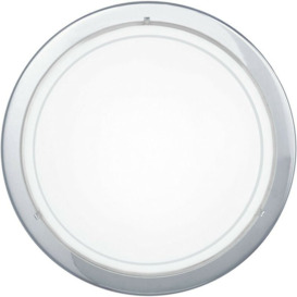 Eglo - Planet 1 - 1 Light Modern Flush Wall / Ceiling Light Chrome with a Satinated Glass Shade, E27