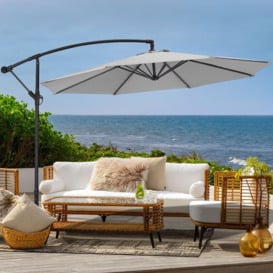 3M Large Garden Hanging Parasol Cantilever Sun Shade Patio Banana Umbrella No Base, Light Grey - Livingandhome