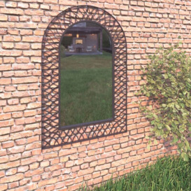 Garden Wall Mirror Arched 50x80 cm Black - Black