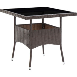 Garden Dining Table Brown Poly Rattan - Brown