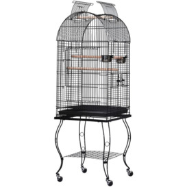 PawHut Large Metal Bird Cage Aviary Budgies Finch Cockatiel Birds Stand Feeding Station Stand w/ Wheels 51L x 51W x 137H cm