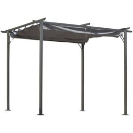 3x3m Outdoor Pergola Metal Gazebo Porch Awning Retractable Canopy - Outsunny