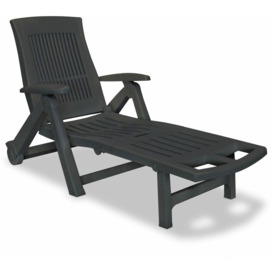 Sun Lounger with Footrest Plastic Anthracite - Anthracite